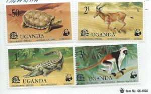 Uganda  #176-179 Endangered Species (MNH)  CV $6.30