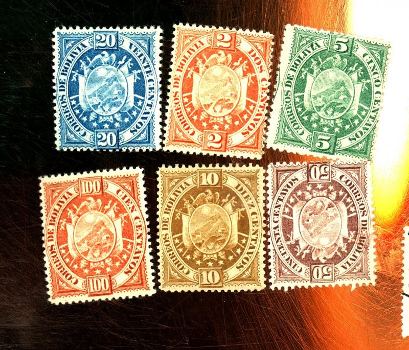 BOLIVIA 41-6 MINT FVF OG HR Cat $74