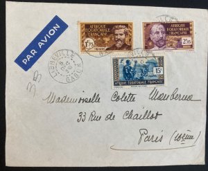 1939 Libreville Gabon French Equatorial Africa Airmail Cover To Paris France