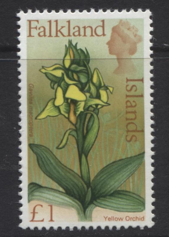 Falkland Is.- Scott 179 - Flowers-Yell.Orchid- 1968 - MVLH -Single 1 Pound Stamp