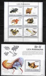 Comoro Islands 1081-82 Fish Mint NH