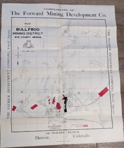 Circa 1910 - Large Bullfrog Mining District Map - Ephemera 1147