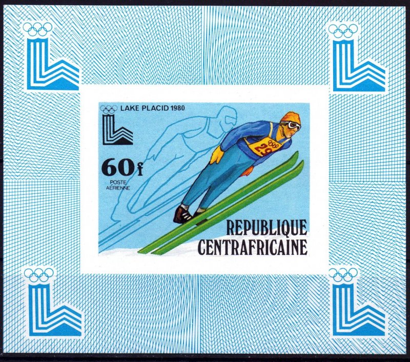 Central African Republic. 1979. luxury bl632. OI in Lake Placid. MNH.