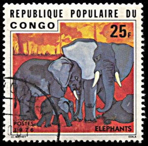 Congo 378, postally used, Elephants