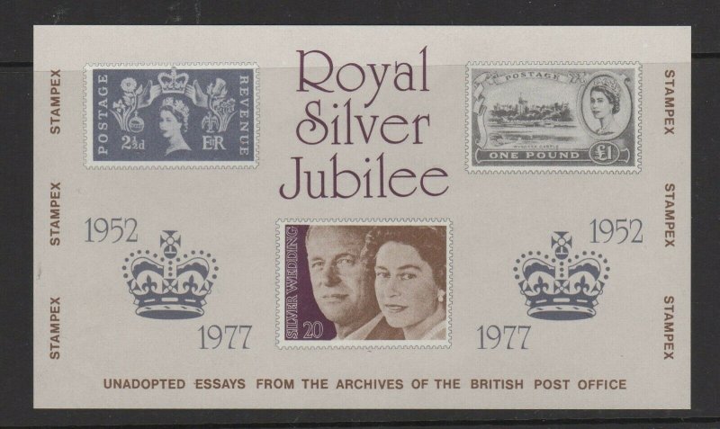 Great Britain Royal Silver Jubilee 1977 STAMPEX Souvenir Sheet MNH-SR