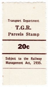 (I.B) Australia - Tasmania Railways : Parcels Stamp 20c