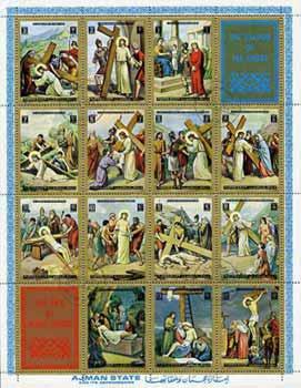 Ajman 1972 Life of Christ - Stations of The Cross sheetle...