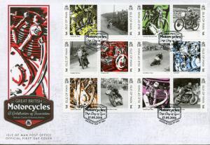 Isle of Man IOM 2018 FDC Great British Motorcycles 12v Cover Motoring Stamps