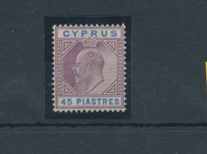 1902-04 Cipro, Stanley Gibbons #59 - 45 Dull Purple and Ultramarine Plates - MH*