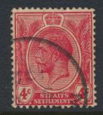 Straits Settlements George V  SG 198 Used  Rose scarlet