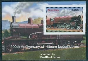 Guyana 2005, 200 Years steam locomotives s/s, London, Midland, MNH