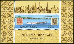 Samoa 343, MNH. Michel Bl.3. INTERPEX NYC-1971. Longboat, Apia Harbor.