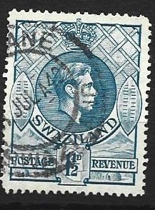 SWAZILAND, 1938 used 1 1/2p, George VI   Scott 29