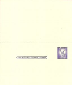 Scott#UY17 UPSSMR27 Type 2 Un Folded US Postal Reply Card