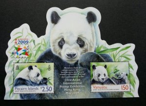 *FREE SHIP Pitcairn Islands Vanuatu Joint Issue Panda 2009 (ms MNH *odd *unusual