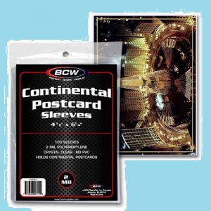 COVER SLEEVES - Continental  Postcard (4 3/8 X 6 1/4) - 100 PER/PKG) (CVB007)