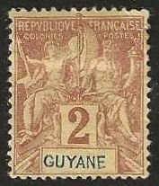 French Guiana 33, mint, no gum.  1892.  (F455)