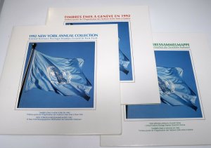 UN 1992 United Nations NEW YORK Vienna GENEVA Souvenir Stamp Collections MNH