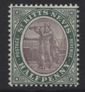 St. KITTS-NEVIS -Scott 1 - Columbus  -1903 - MVLH - WMK 2- Single 1/2p -Stamp 1