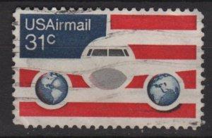 USA Airmail 1976  Scott C90 used - 31c, Plane & Globe