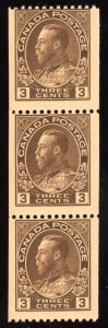Canada Scott 134 Mint NH OG 3 stamps 3c Brown T785 bhmstamps