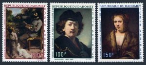 Dahomey C113-C115, MNH. Mi 403-405. Paintings 1969. Gustave Coubbet, Rembrandt.