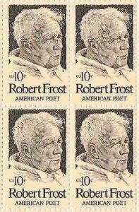 1974 Robert Frost Block of 4 10c Postage Stamps, Sc#1526, MNH, OG