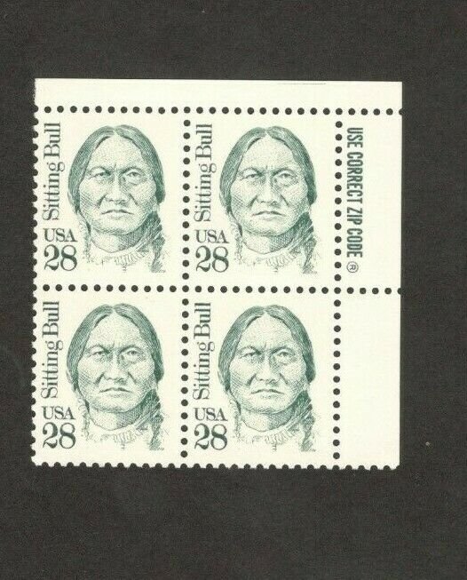 2183 Sitting Bull Zip Block Mint/nh FREE SHIPPING