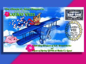 High-Flying Cachet for Luau Event Bears Blue Version for Air Mail Centennial