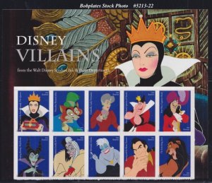 BOBPLATES #5213-22 Disney Villains Block of 10 VF MNH