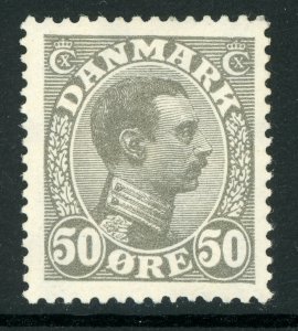 Denmark 1922 King Christian 50 Ore Light Gray Perf 14x14½ Scott #122 MNH B354