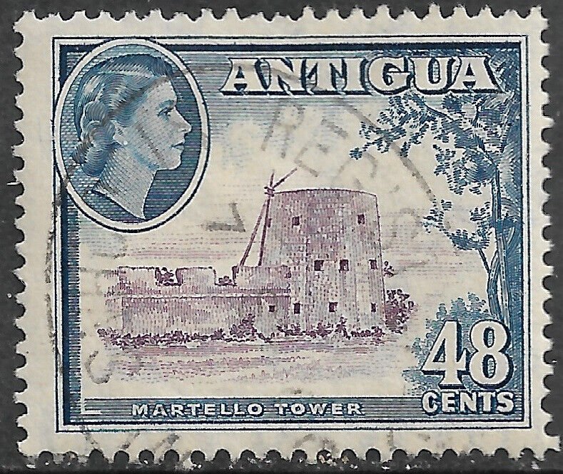 Antigua Stamp - Scott #117/A24 48c Deep Blue & Rose Lilac Canc/LH 1953 