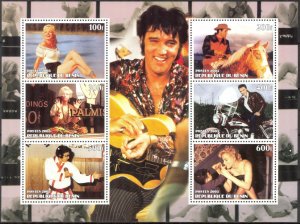 Benin 2003 Music Elvis Presley Disney Motorcycles Sheet of 6 MNH Privat