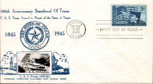 #938 Texas Statehood Crosby FDC