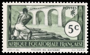 French Equatorial Africa #37  MNH - Logging on the Loeme River (1937)