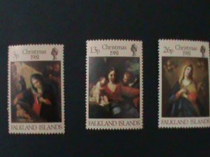 ​FALKLAND ISLANDS-1981-SC#331-3  THE HOLLY VIRGIN-FAMOUS PAINTINGS-MNH-VF