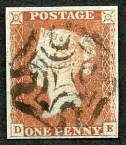 1841 Penny Red (DE) Plate 24 Fine Four Margins