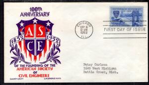 US 1012 Civil Engineers Cachet Craft Staehle Typed FDC