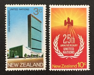 New Zealand 1970 #462-3, U.N. 25th Anniversary, MNH.