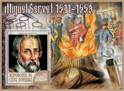 Stamps.Writers. Miguel Servet 2022 year 6 sheets perf Ivory Coast