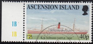 Ascension 1999 used Sc #722 40p SS Durham Castle Mail Ships Australia 99