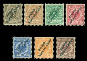 German Colonies - SOUTH WEST AFRICA 1897 SURCH. complete set Sc# 1+1a -6 mint MH