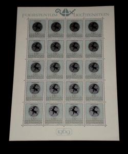 1969, LIECHTENSTEIN, COAT OF ARMS ISSUE, 1.50, SHEET/20 , MNH, NICE! LQQK!