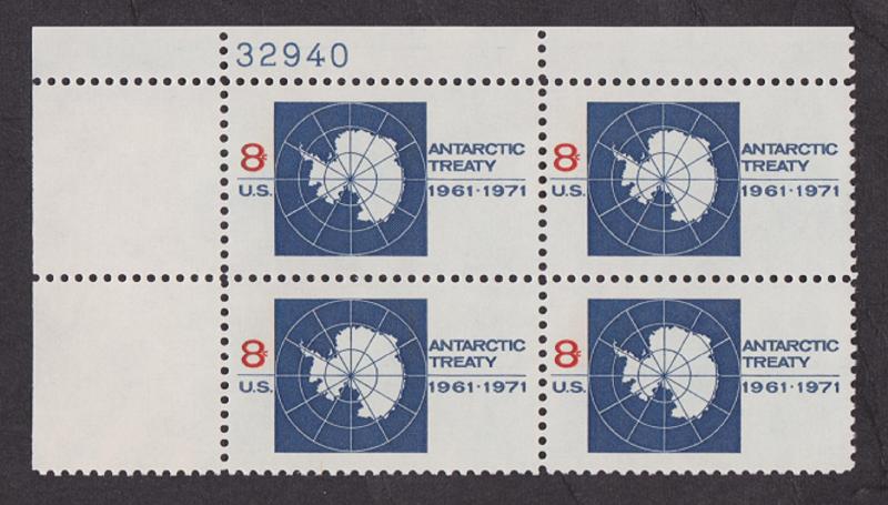 1431 Antarctic Treaty MNH Plate Block UL