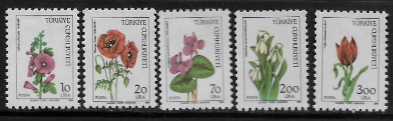 TURKEY, 2282-2286, MINT HINGED, WILD FLOWERS