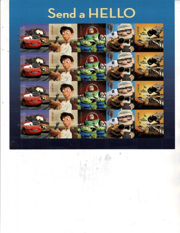 Disney Send a Hello Pixar Forever US Postage Sheet #4553-57 VF MNH