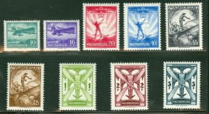 HUNGARY #C26-34, Complete Airmail set, og, NH, VF, Scott $375.00