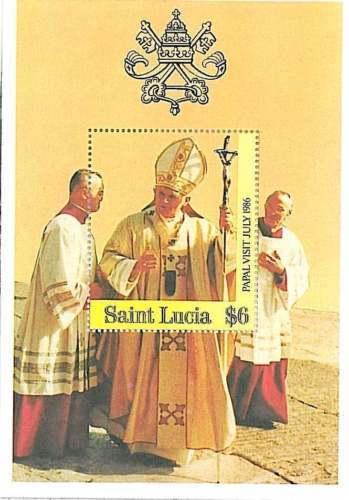 STAMP Souvenir Sheet  -  POPE - RELIGION: ST LUCIA 1986