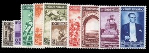 Turkey #789-798 Cat$28.50, 1938 Izmir International Fair, complete set, hinge...