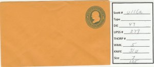 Scott# U116a Die 47 UPSS#279 US envelope.